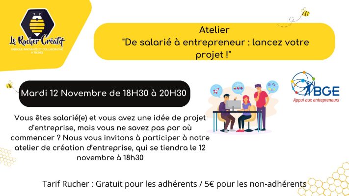 Atelier « De salarié à entrepreneur : lancez votre projet ! » - 0