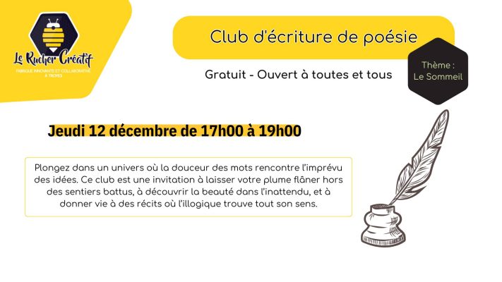 Club d&rsquo;écriture de poésie - 0