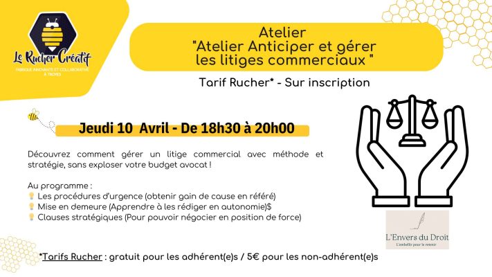Atelier Anticiper et gérer les litiges commerciaux - 0