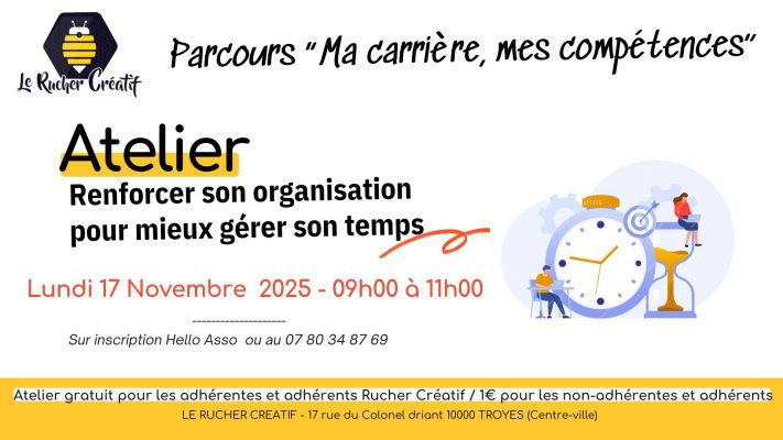 ANNULÉ! Atelier « Renforcer son organisation pour mieux gérer son temps » - 0