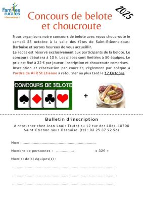 Concours de Belote avec repas Choucroute - 0