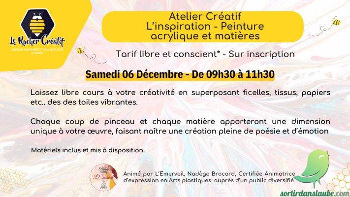 Atelier Créatif : L’inspiration – Peinture acrylique et matières - 0