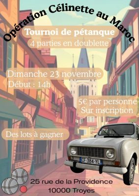 Tournoi de pétanque en doublette – Opération Célinette au Maroc! - 0