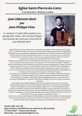 Concert Classique Jean-Philippe Feiss : les suites pour violoncelle de Bach - 0